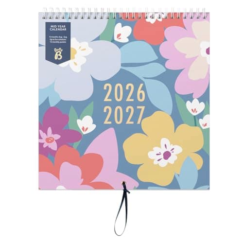 Busy B Family Wall Calendar Aug 2026-Aug 2027 - Floral Design