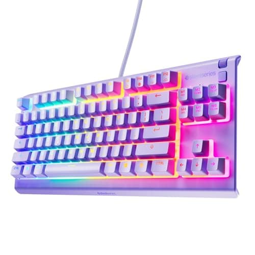 SteelSeries Apex 3 TKL - Gaming Keyboard - Tenkeyless Compact Form Factor - Silent Gaming Keyboard - 8-Zone RGB Illumination - IP32 Water & Dust Resistant - English QWERTY Layout, Lavender