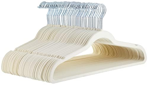 Amazon Basics Slim Velvet Non-Slip Suit Hangers - 50-Pack, Ivory