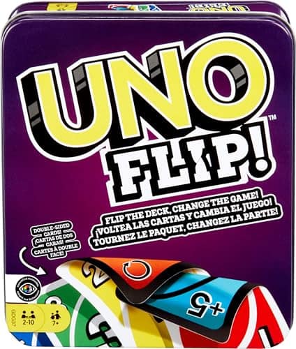 Mattel Games UNO FLIP! Card Game in Storage Tin,Ages 7+, 2-10 Players
