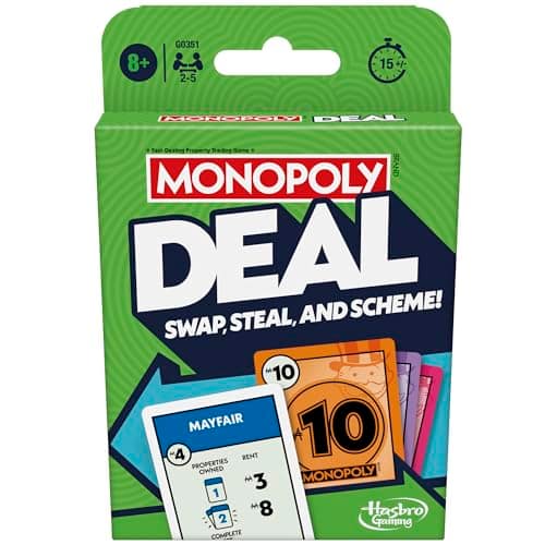 Monopoly Hasbro Gaming Deal Strategy Card Game for 8+ Year Old Kids