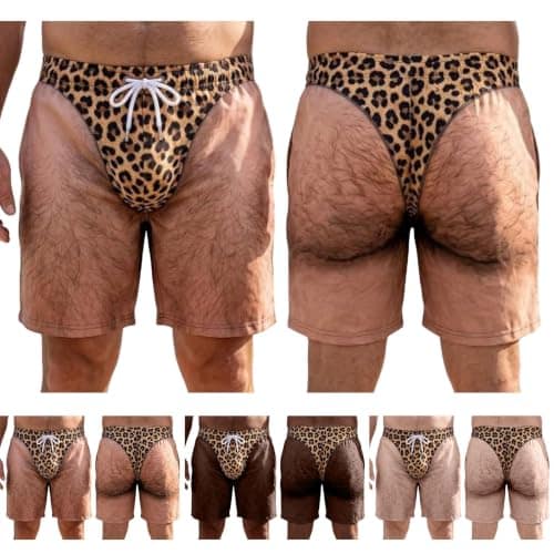 Funny Swim Shorts Men Hairy Legs Print Novelty Beach Swimming Trunks | Quick Dry Plus Size