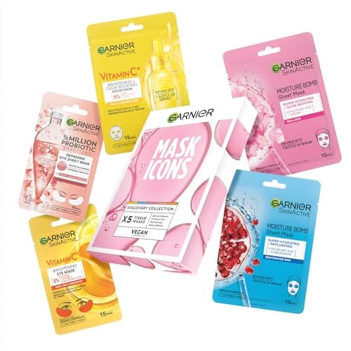 Garnier Face & Eye Sheet Masks, Mask Icons Discovery Collection (Pack of 5)