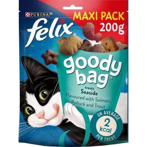 FELIX Goody Bag Seaside Mix Salmon, Pollock and Trout Cat Treats 200g (Pack of 5)