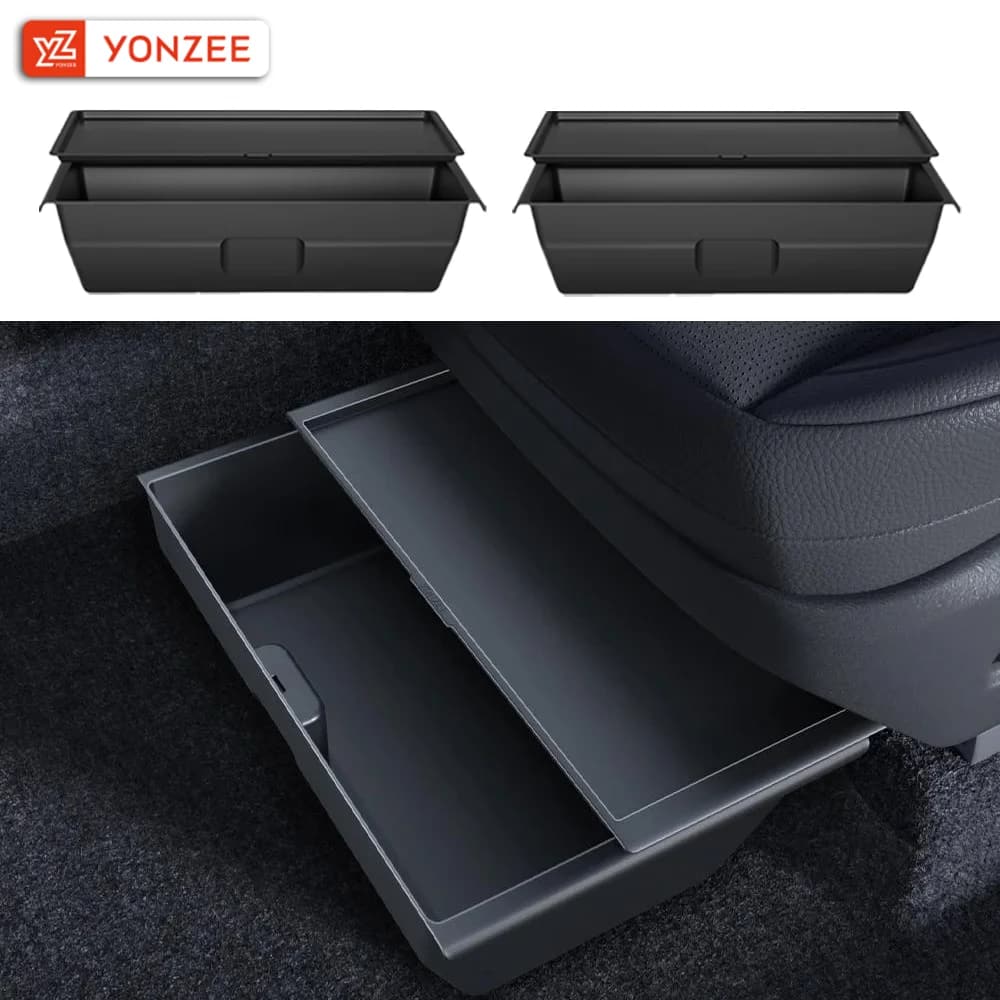 YZ For Tesla Model 3 Y Juniper YL Launch Under Seat Storage Box Case Car Seat Organizer Vehicle Underseat Drawer Tray Accessory, image 1 of 6