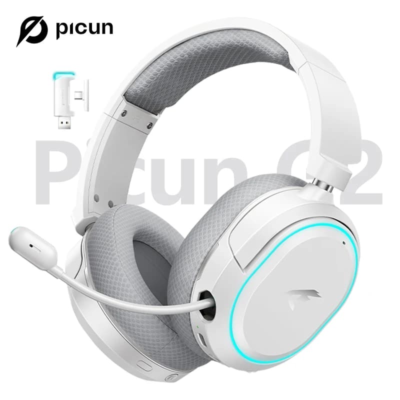 Picun G2 2.4GHz Bluetooth Wireless Gaming Headset For PC PS4 PS5 Phone Switch 5ms Low Latency 7.1 Surround Wired Headset ENC Mic, image 1 of 6