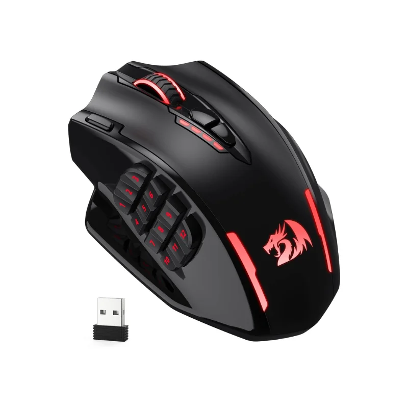 Redragon M913 Gaming 16000 DPI Wired 2.4Ghz Wireless RGB Optical Gamer Mice 16 Programmable Buttons, Black/White Mouse, image 1 of 6