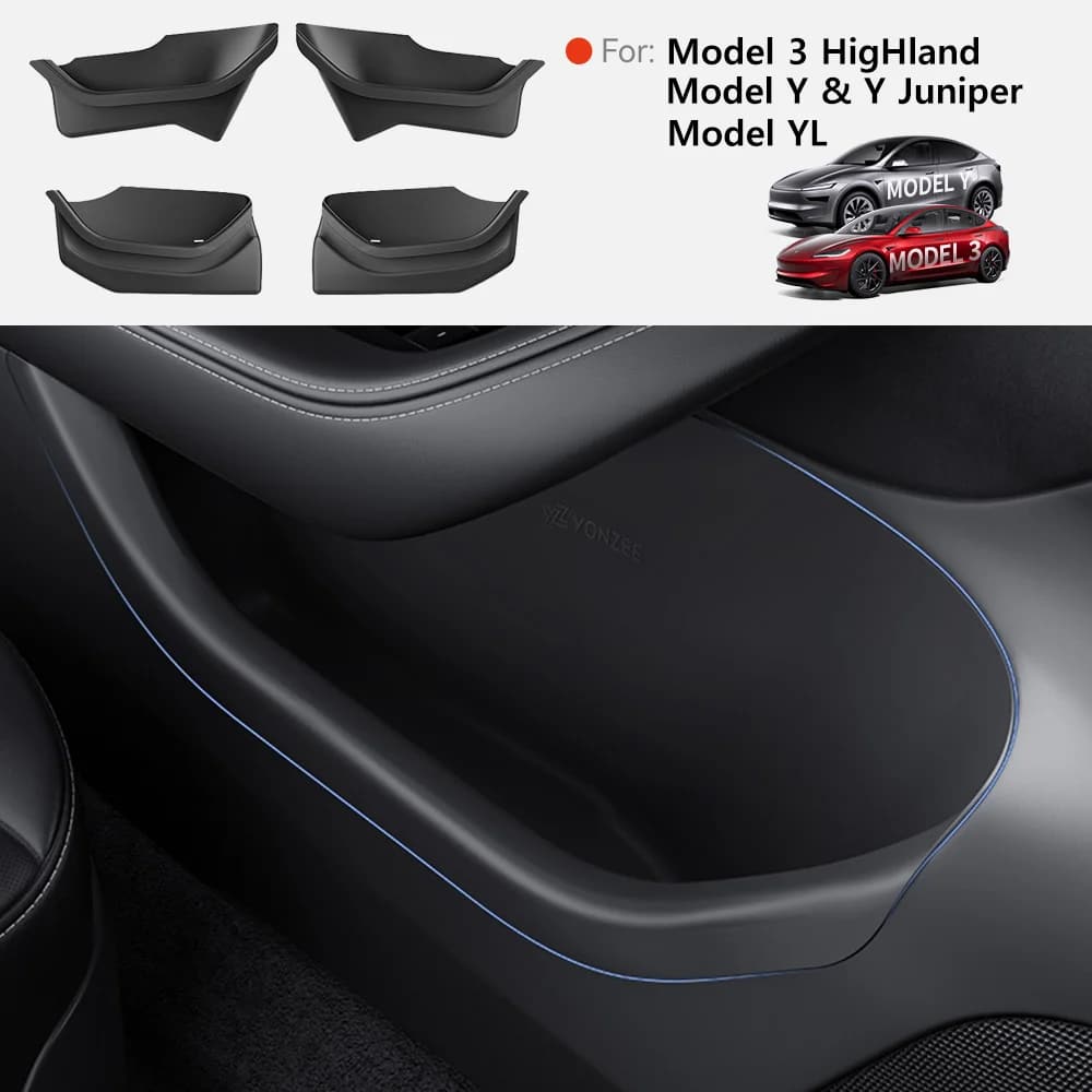 YZ Car Door Side Storage Box For Tesla Model Y 3 YL Juniper Highland Door Organizer Tray Trash Can Interior Accessories, image 1 of 6
