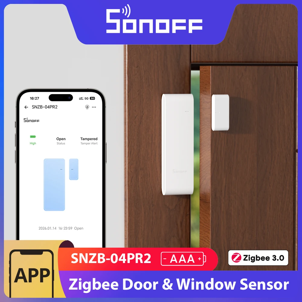 SONOFF SNZB-04PR2 SenseGuard DW Gen2 Zigbee Door/Window Sensor Active Security with Tamper Alerts App Monitoring via ZBBridge-P, image 1 of 6
