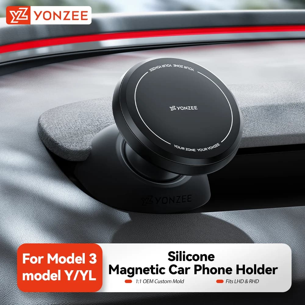 YZ for Tesla Car Phone Holder Model 3 Y YL Juniper Highland LHD RHD Silicone Magnetic Phone Mount Interior Accessories MagSafe, image 1 of 6