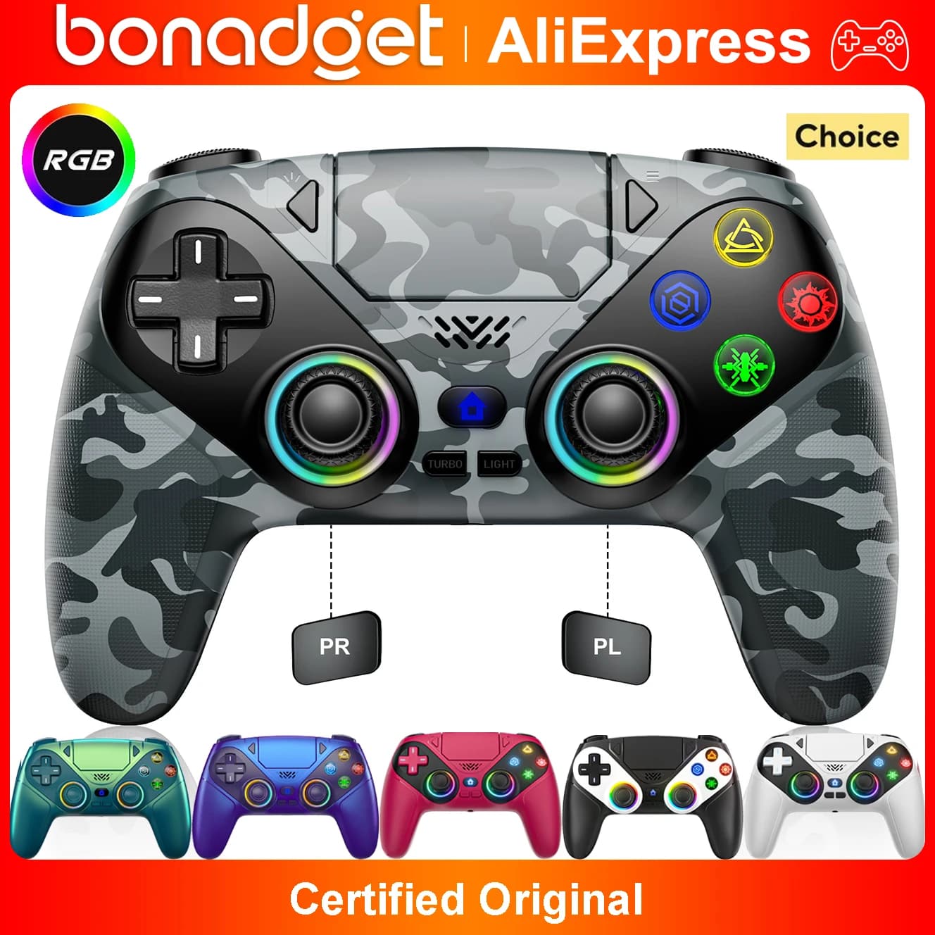 Controller For Playstation 5 PS5/PS5 Pro/Slim/PC Gamepads W/Hall Effect RGB Wireless Game Control Joystick Marco/Turbo Program, image 1 of 6