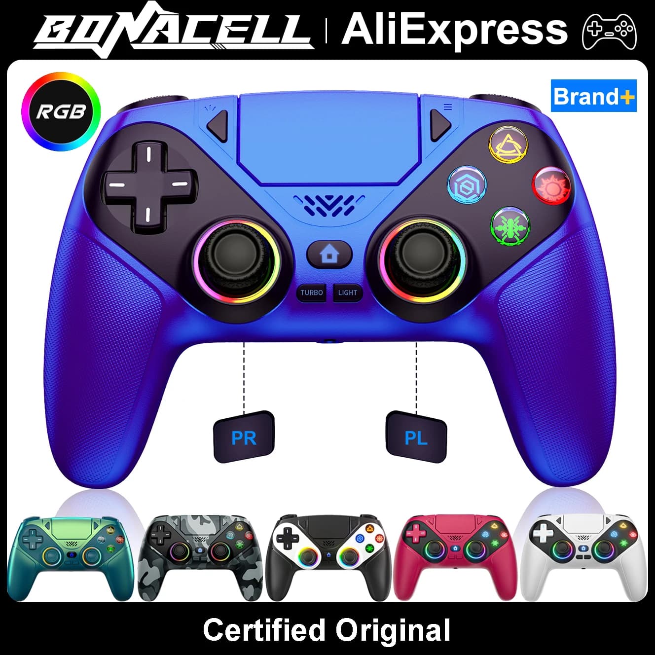 Controller for Playstation 5/PS5/PS5 Pro/Slim/PC,Wireless Gamepads RGB Joystick Turbo/Marco Program Dual Vibrate Game Controle, image 1 of 6