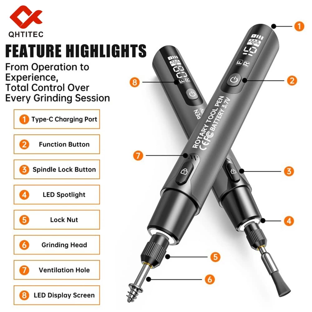 JCD Electric Mini Grinder Engraving Pen 4.2V 10000-16000r Wireless Grinder Cordless Micro Rotary Tools Drill for Jewelry Metal, image 1 of 6