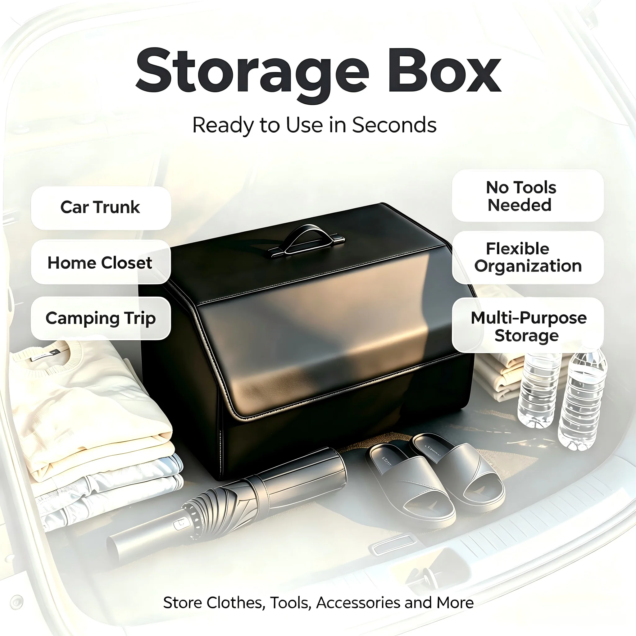 Storage Box PU Leather Multipurpose Collapsible Car Trunk Storage Organizer Car Trunk Organizer Stowing Tidying Auto Accessories