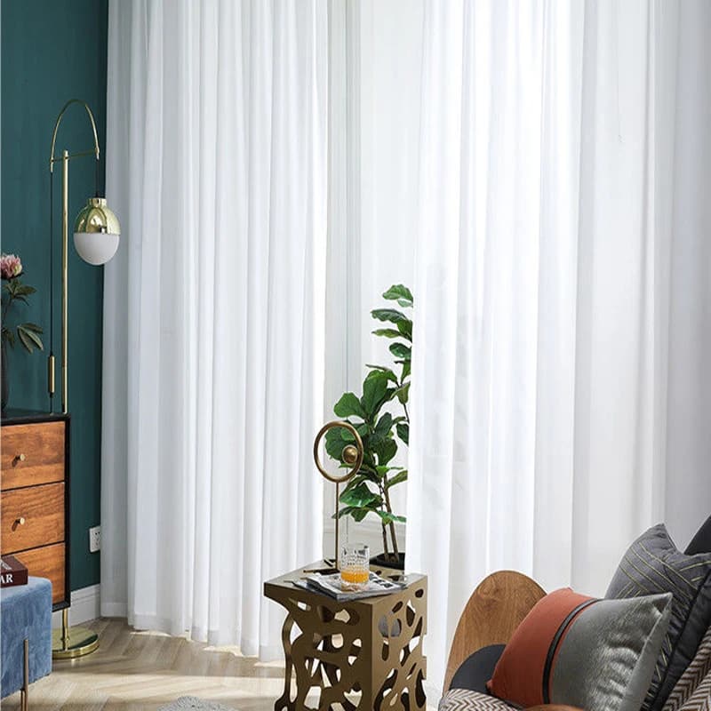 Asazal Solid White Tulle Luxurious Chiffon Sheer Window Curtains For Living Room Modern Voile Organza Drapes Bedroom Decoration, image 1 of 6