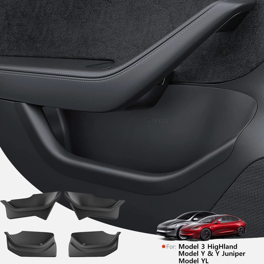 YZ For Tesla Model Y 3 YL Juniper Highland Car Door Side Storage Box Door Organizer Tray Trash Can Accessories, image 1 of 6