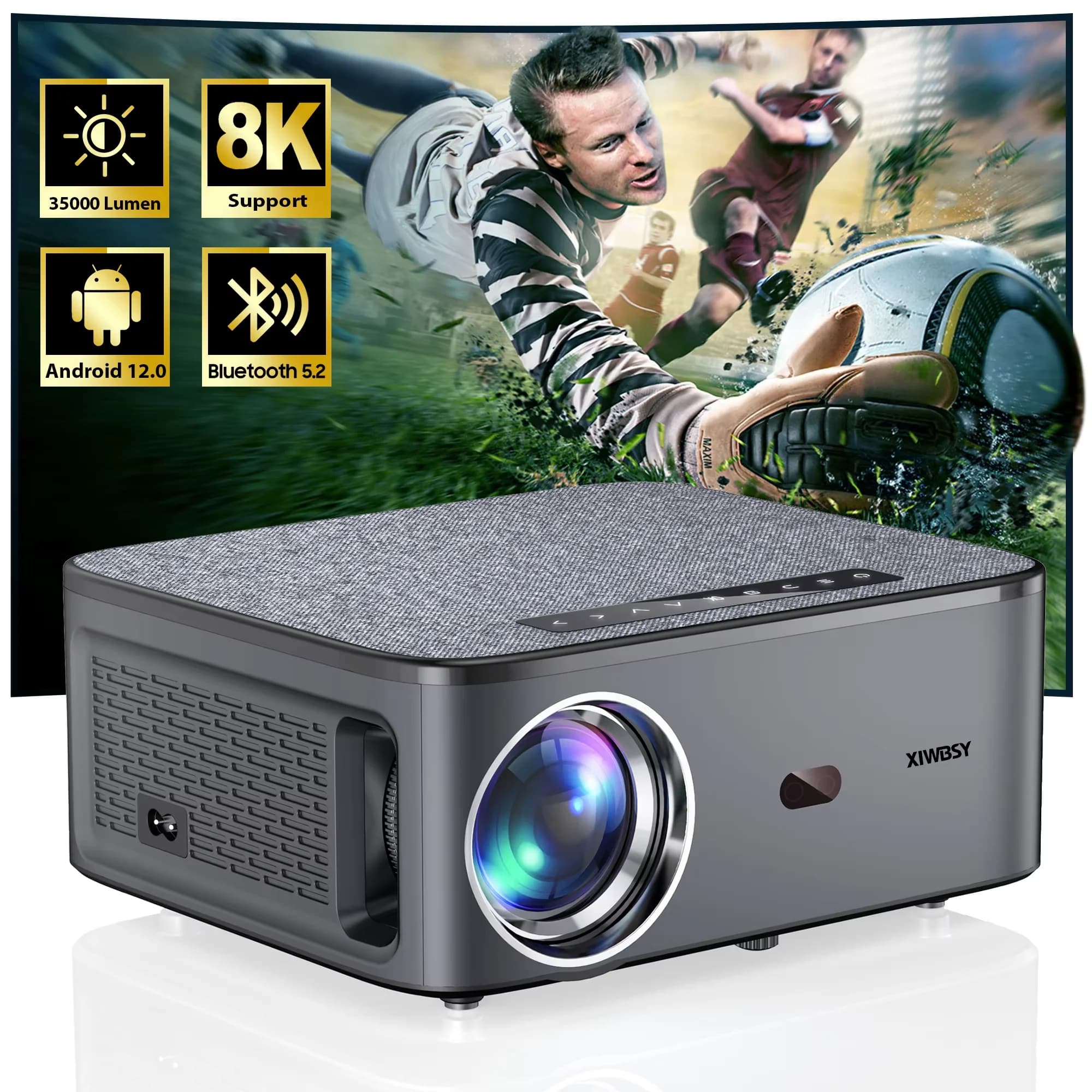 XIWBSY 2025 New T08 Projector 35000Lumens Moive Daylight Projector Android 12.0 Smart Proyector 8K Decode AutoFocus Projector, image 1 of 6