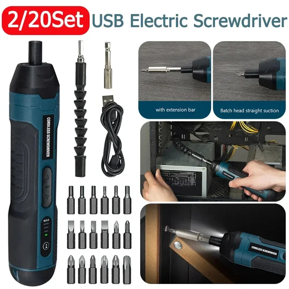 Mini Cordless Electric Screwdriver 1300mah Rechargeable Adjustment Multi-function Power Drill Disassembly Torque Repair Tools, image 1 of 6