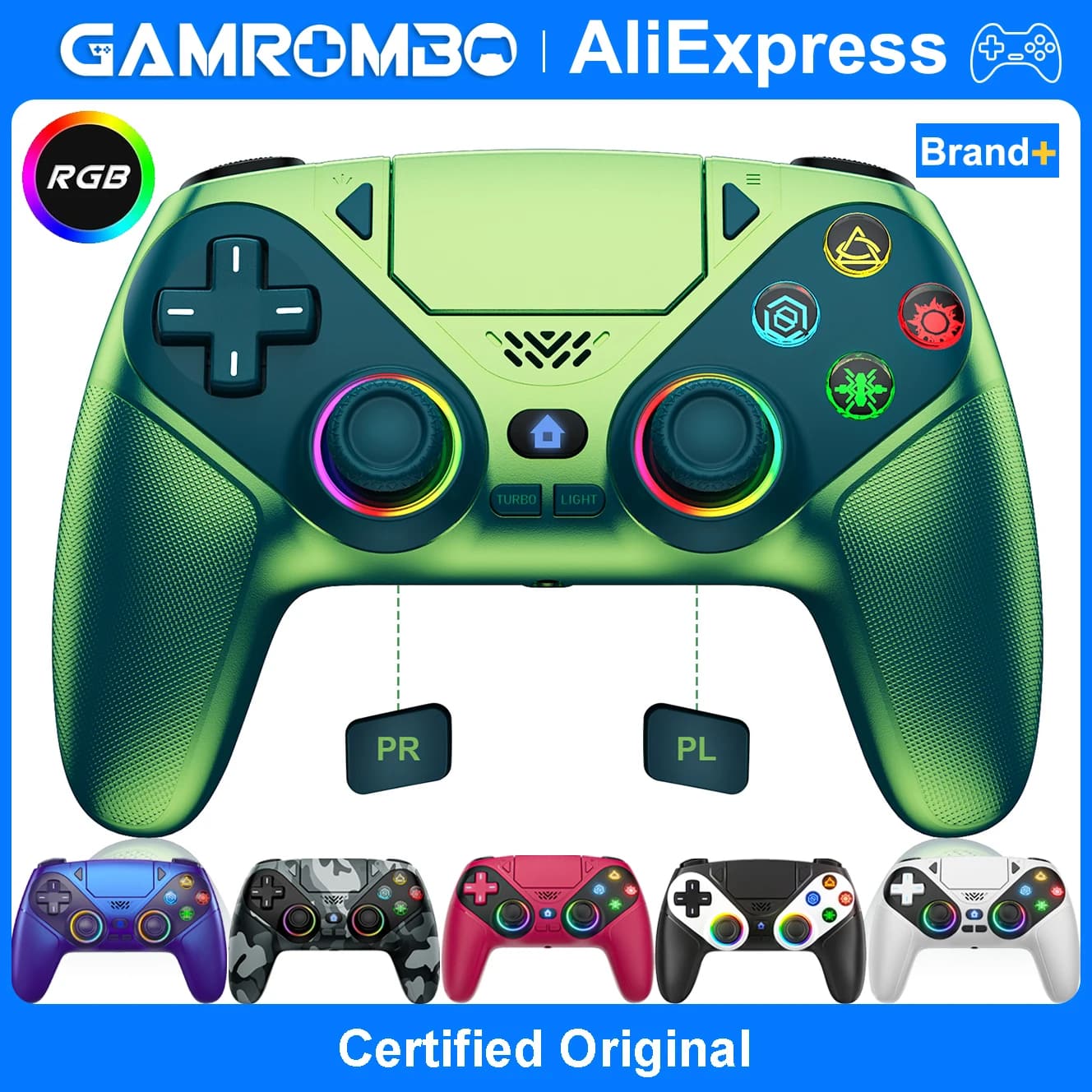 Wireless Controller For Playstation 5 PS5/PS5 Pro/Slim/PC RGB LED Game Joystick Dual Vibration Marco/Turbo Programmable Gamepads, image 1 of 6