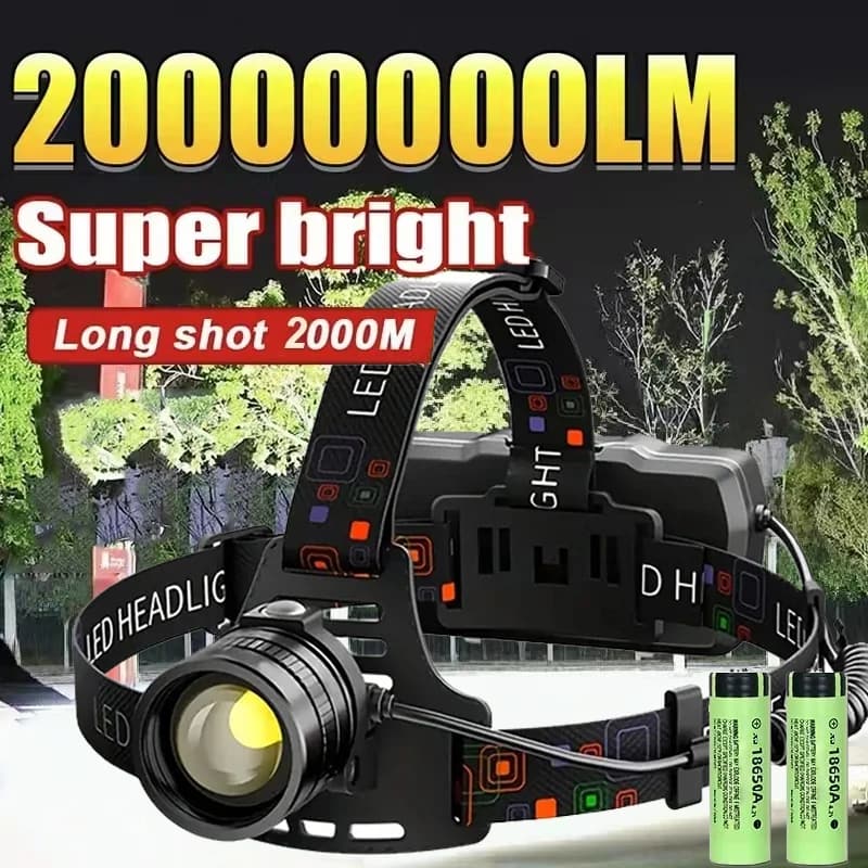 USB Rechargeable Aluminum Alloy Headlamp Super Bright Front Head Lamp 3 Lighting Modes Zoomable Head Lights Forehead Light, image 1 of 6