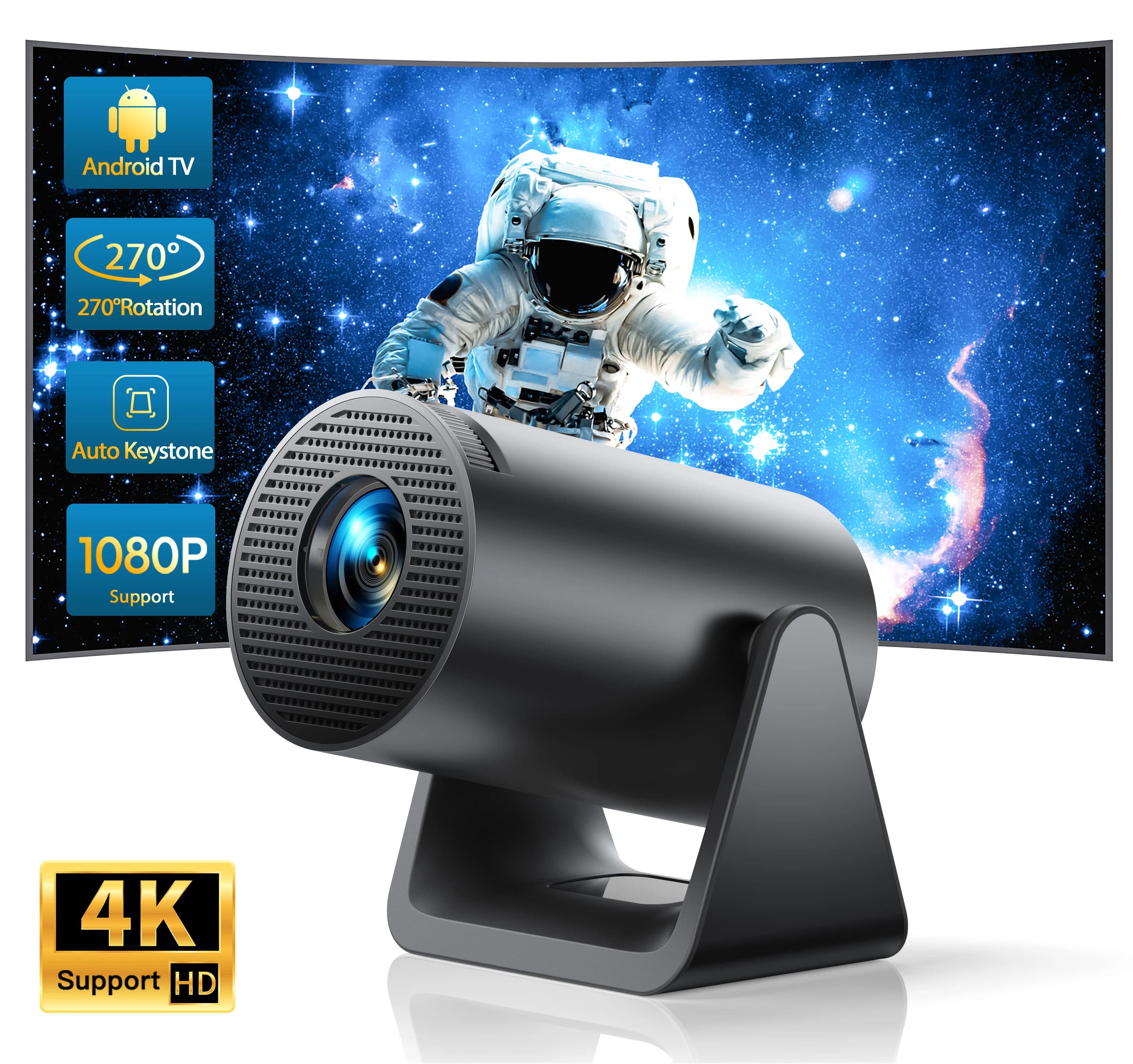 Wimius L1 Mini Projector 1080P Support 300 ANSI Android 11 Wifi Bluetooth Projector Auto Keystone Home Projector Portable, image 1 of 6