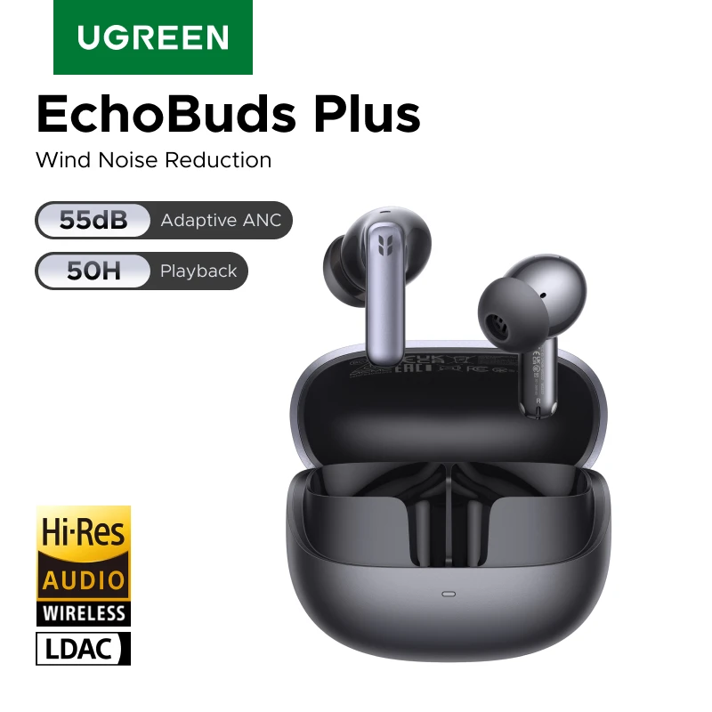 【2026 NEW】UGREEN EchoBuds Plus In-Ear Bluetooth Wireless Active Noise Cancelling Earphones 55dB Adaptive ANC, LDAC Headphones, image 1 of 6