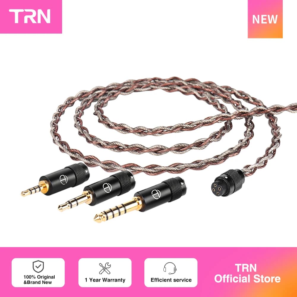TRN RedChain Earphones Silver-Plated Copper OFC Copper Upgrade Cable with Swappable Connectors 2.5/3.5/4.4 For TRN MT1 MAX TA4, image 1 of 6
