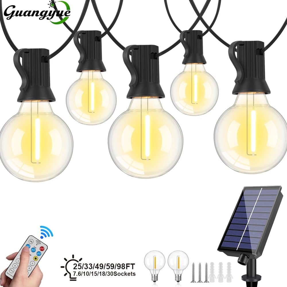 G40 Outdoor Solar String Light Garland LED Solar String Lights 24V Globe Waterproof Hanging Lights for Garden Backyard Cafe, image 1 of 6