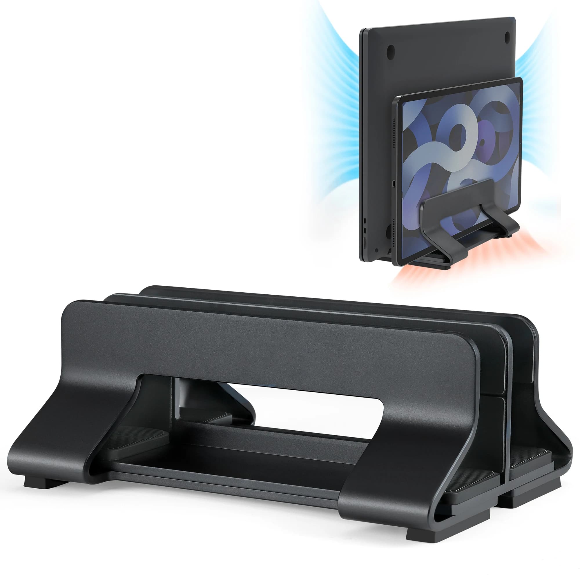 Laptop Stand Vertical Tool-Free Adjustable Aluminum Vertical Laptop Stand Holder Width From 12-30mm Support Almost All Laptop, image 1 of 6