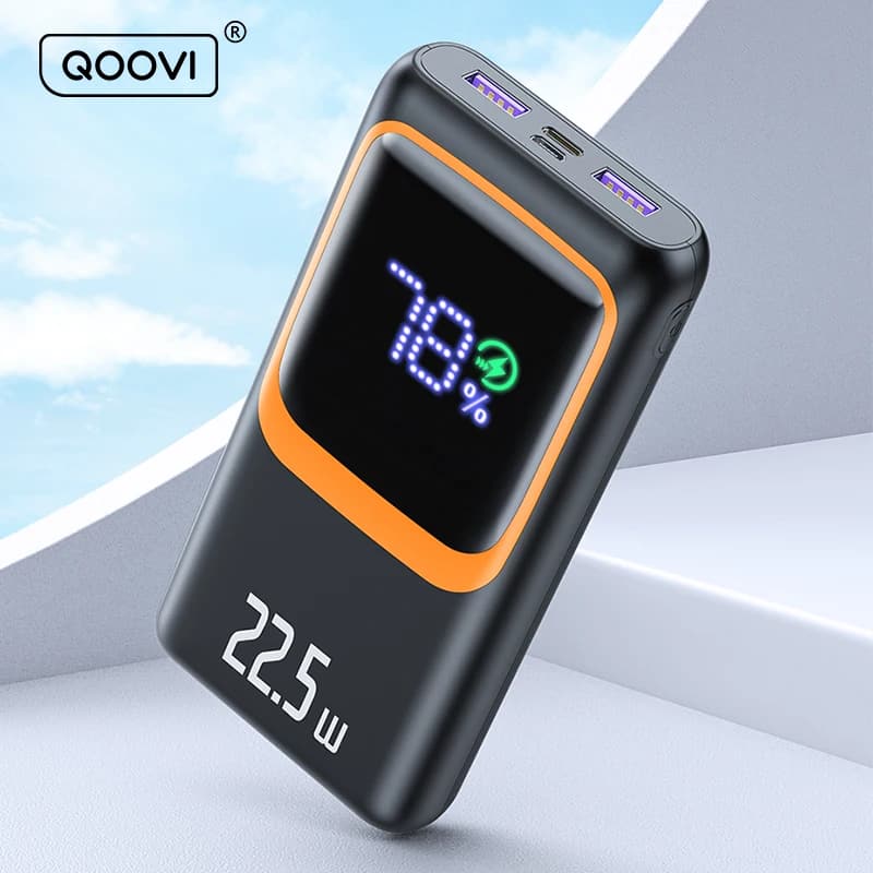 QOOVI 20000mAh Power Bank External Large Battery Capacity PD 22.5W Fast Charging Portable Charger For Samsung iPhone Xiaomi, image 1 of 6