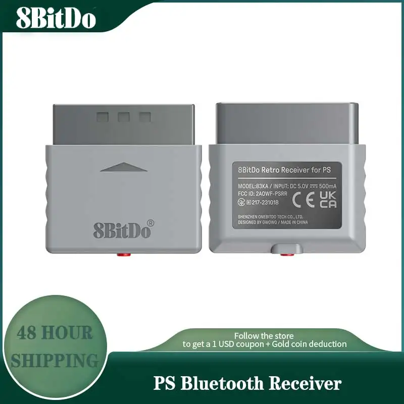 8Bitdo PS Bluetooth Receiver Retro Adapter Support for PS1/PS2 hosts Windows 10/11 Game Accessories for Mainstream Controllers, image 1 of 6