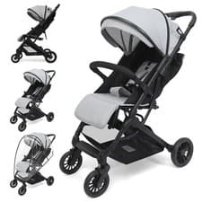 Foldable Baby Stroller Pushchair Adjustable Compact Travel Pram Canopy Raincover