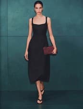M&S, Autograph Womens Black Linen Midi Midaxi Sleeveless Dress