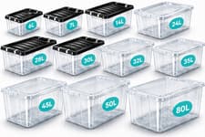 Clear Plastic Multi Storage Boxes with Lids Stackable Boxes Home Office Kitchen