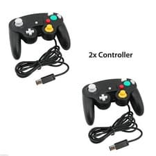 2X BLACK WIRED CLASSIC CONTROLLER JOYPAD GAMEPAD FOR NINTENDO GAMECUBE GC