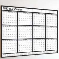 2027 Year Planner Wall Chart+Calendar+Holidays ✔12 Month Grid Landscape Calender