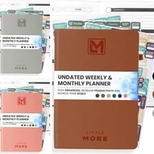 Undated Weekly & Monthly Planner with Stickers for Goals & Productivity. Size A5