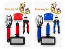 Pet Grooming Set for Dogs & Cats | Brush Comb Nail Clippers Coat Care Kit