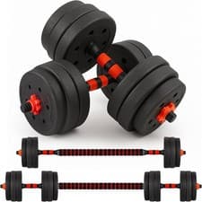 20KG Adjustable Dumbbell & Barbell Set Home Gym Weight Fitness Equipment