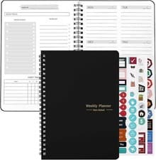 A5 Weekly Planner Notebook, Undated To Do List Notebook Diary 52 weeks of Daily
