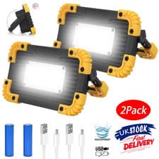 2 Pack LED Work Light USB Rechargeable Floodlight for Camping Security Light