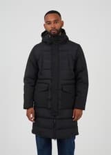 Brave Soul Elite Mens Hooded Longline Jacket Black Padded Winter Coat UK S-XL
