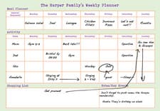 Family Household Weekly Planner A4 Re-useable Wipe Clean To Do List Organiser