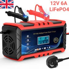 12V 6A Car Battery Charger Fast Charger Automatic Smart Pulse Repair AGM/GEL UK