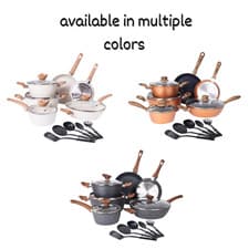 15-Piece Non-Stick Kitchen Cookware Set – Saucepan Pots & Frying Pans by Nuovva