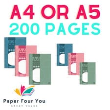 A4 / A5 / Premium Spiral Bound Notebook / 200 Pages / Work / School / Office