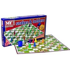 Traditional Snakes and Ladders Board Game Family Set Kids Adults 2-6 Players