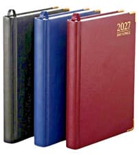 2027 A5, A4 Page A Day Diary Padded with Metal Corner Desk Diary hardback office