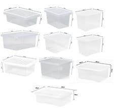 Storage Box With Lids Crystal Clear Plastic Stackable Containers Home UK BS