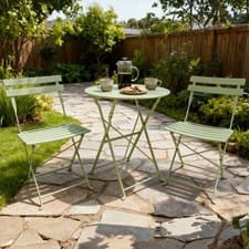 Sage Green Bistro Set 2 Seater Table & Chair Outdoor Patio Garden Metal